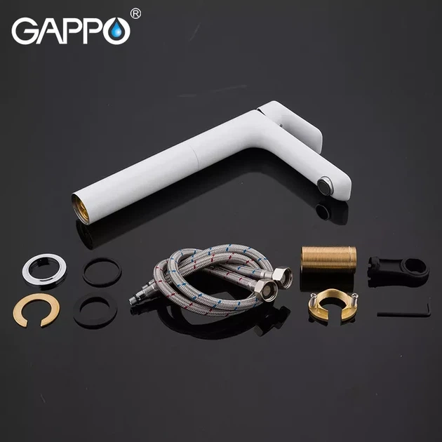 Змішувач для раковини високий GAPPO G1048-2 білий/хром - зображення 6