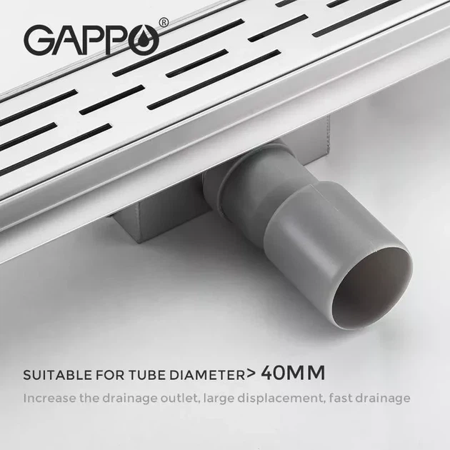 Трап для душа линейный GAPPO G85007-1 нержавеющая сталь 70x500 мм с решеткой (G85007-1) - изображение 4