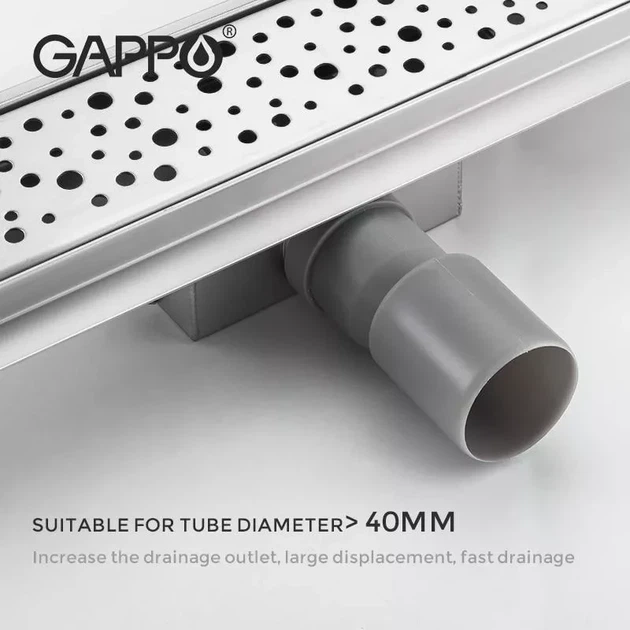 Трап для душа линейный GAPPO G87007-2 нержавеющая сталь 70x700 мм с решеткой (G87007-2) - Фото 4 Трап для душа линейный GAPPO G87007-2 нержавеющая сталь 70x700 мм с решеткой (G87007-2) - изображение 4