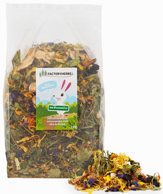 Zbilansowana mieszanka ziół dla królika Factoryherbs Nie byle badyle 1 kg (5908305835394) - obraz 1