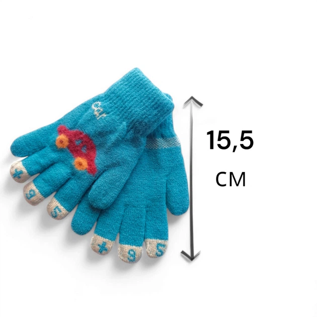 Перчатки вязаные детские шерстяные двойные голубые Kim Lim 4183_Light Blue - изображение 2