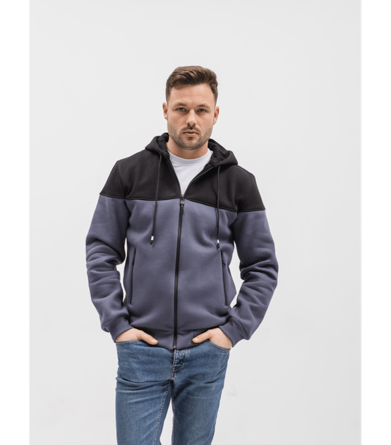 Тепла чоловіча комбінована кофта на застібці - HECTOR - 30467 - XXL - Grey/Чорний - Фото 1 Тепла чоловіча комбінована кофта на застібці - HECTOR - 30467 - XXL - Grey/Чорний - зображення 1