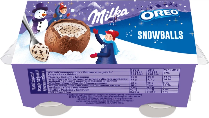 Фигурный молочный шоколад Milka Snow Balls с кремовой молочной