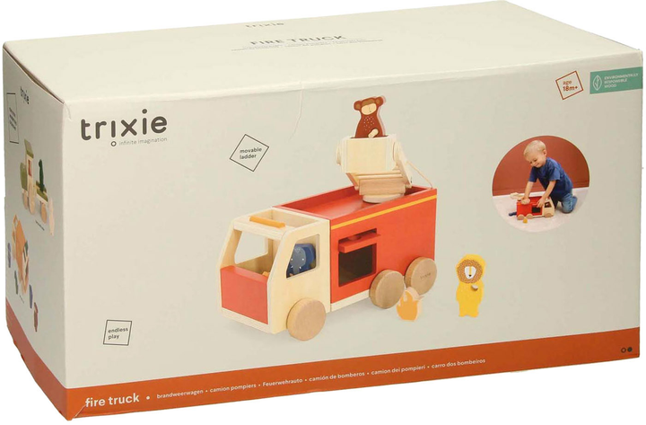 Wóz strażacki Trixie Baby Drewniany (5400858364951) - obraz 3