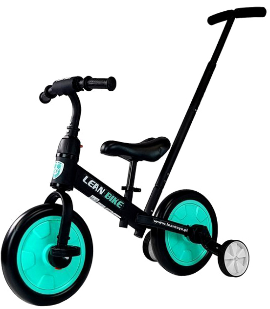 Rowerek biegowy LEAN Toys 3 w 1 Trójkołowy Czarny-miętowy (5903802452693) - obraz 3