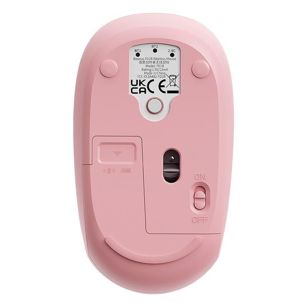 Мышь Baseus F01B Tri-Mode Wireless Mouse |2.4G/BT5.0+BT3.0, 800-1200-1600dpi, 1хАА | pink - изображение 5