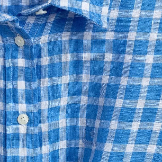 Koszula GANT The Linen Chambray Gingham 4321033 42 Pacific Blue (7325705709168) - obraz 5
