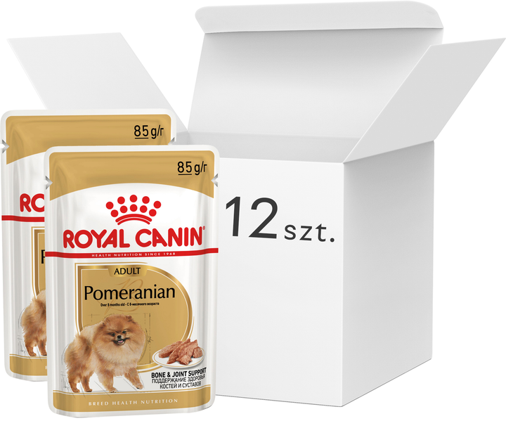 Упаковка вологого корму для собак Royal Canin Pomeranian Adult паштет 12 шт х по 85 г (9003579013748) - зображення 1