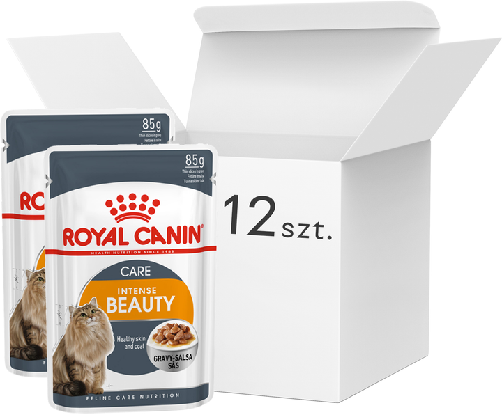 Mokra karma dla dorosłych kotów Royal Canin Intense Beauty in Gravy 12 x 85g (9003579308721) (95391) - obraz 1