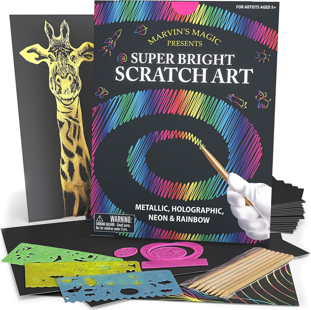 Набір для скретч-арту Marvins Magic Super Bright Scratch Art Kit (808446019934) - зображення 1