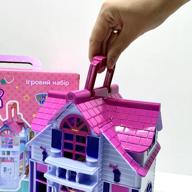 Домик кукольный Limo Toy с фигурками раскладной Лиловый (F611) - изображение 4