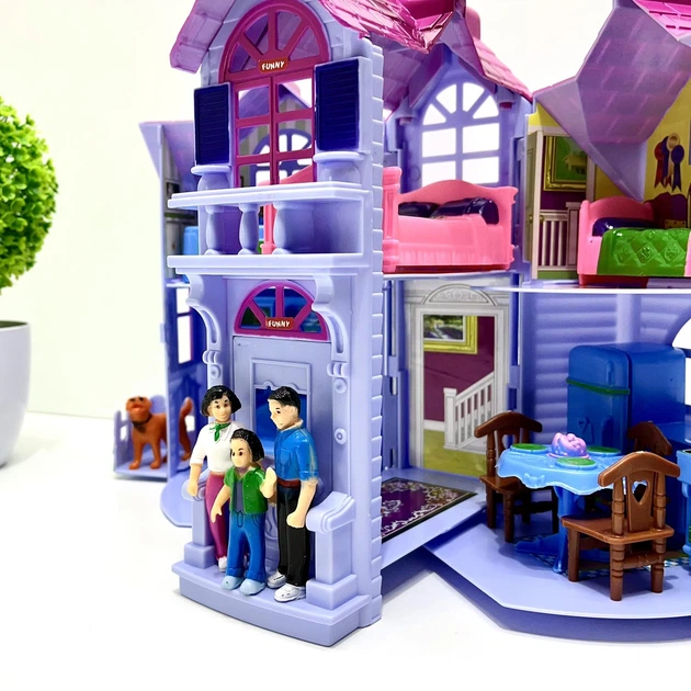 Домик кукольный Limo Toy с фигурками раскладной Лиловый (F611) - изображение 6
