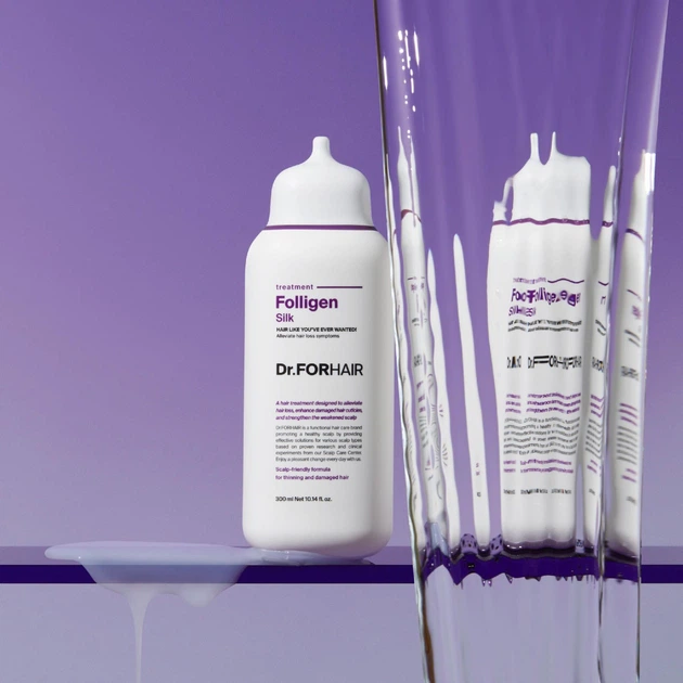 Відновлююча маска-кондиціонер для пошкодженого волосся Dr.ForHair Folligen Silk Treatment, 300 ml - изображение 3