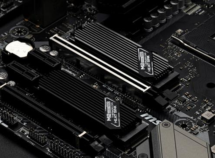 Радиатор охлаждения для SSD M.2 2280 Black с термопрокладками Черный - изображение 2