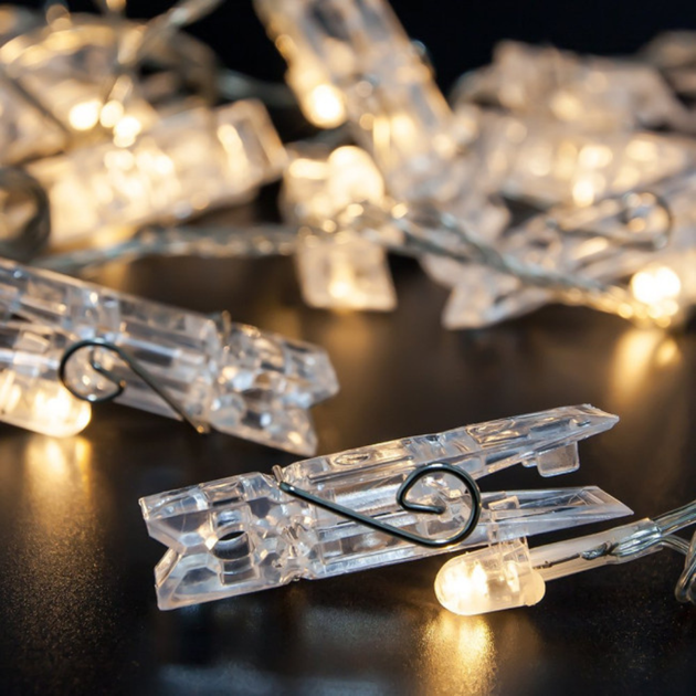 Гірлянда з прищіпками від USB Niki Light декор для фото 40 лед 5,8м тепло білий блочок в комплекті - зображення 2