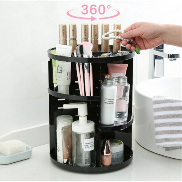 Подставка-органайзер для косметики поворотная 360° ROTATION COSMETIC ORGANIZER Черный - Фото 1 Подставка-органайзер для косметики поворотная 360° ROTATION COSMETIC ORGANIZER Черный - изображение 1