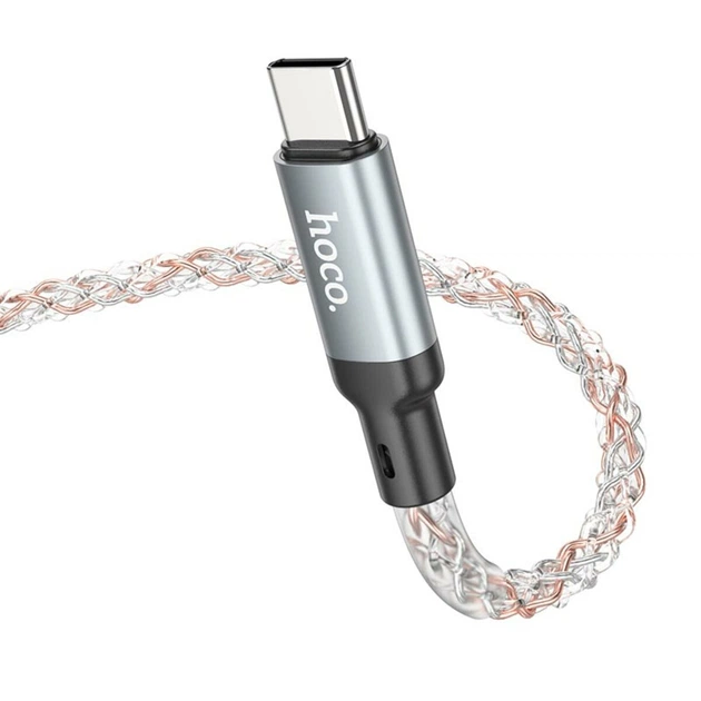 Кабель HOCO U112 Shine charging data cable USB to Type-C 1m 3A Grey (6931474788818) - изображение 4