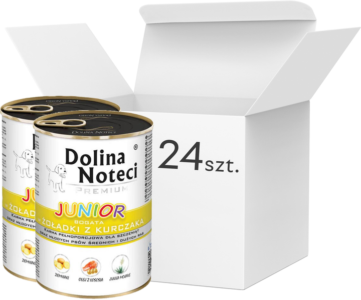 Mokra karma dla psów Dolina Noteci Premium Junior z żołądkami z kurczaka 24 x 400 g (5902921394150) - obraz 1