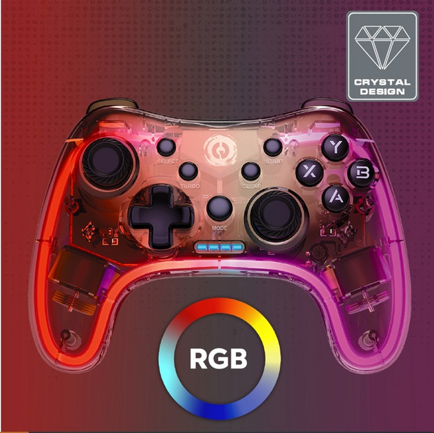 Бездротовий геймпад Canyon Brighter GPW-04 Wireless RGB 5in1 PS4/Xbox360 Crystal (CND-GPW04) - зображення 2