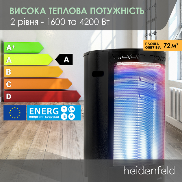Газовий обігрівач з кисневим сенсором Heidenfeld Blueflame GH110 - зображення 5