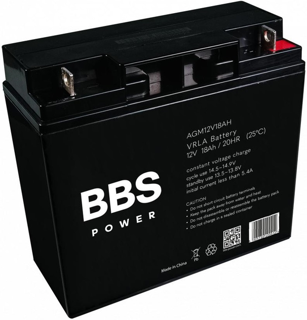 Akumulator BBS Power AGM12V18AH AGM VRLA 12 V 18 Ah - obraz 1