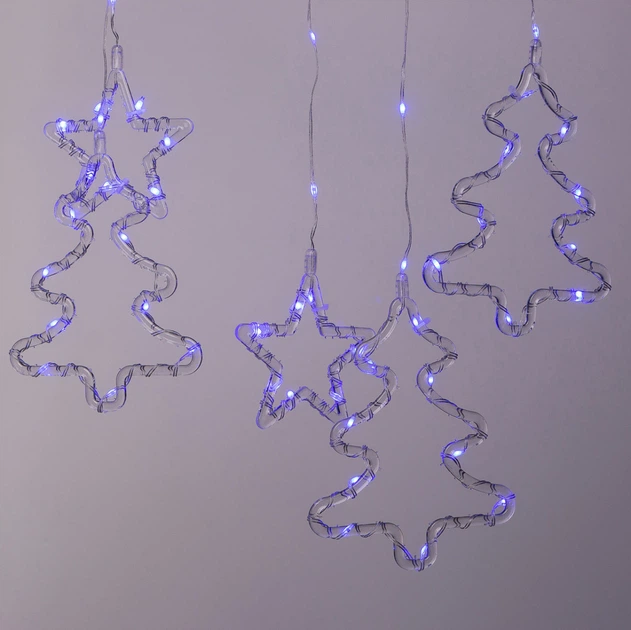 Гирлянда штора светодиодная GarlandoPro звезда и елка 120LED 3х0,9 м 8 режимов Синий 1733070BL - изображение 7