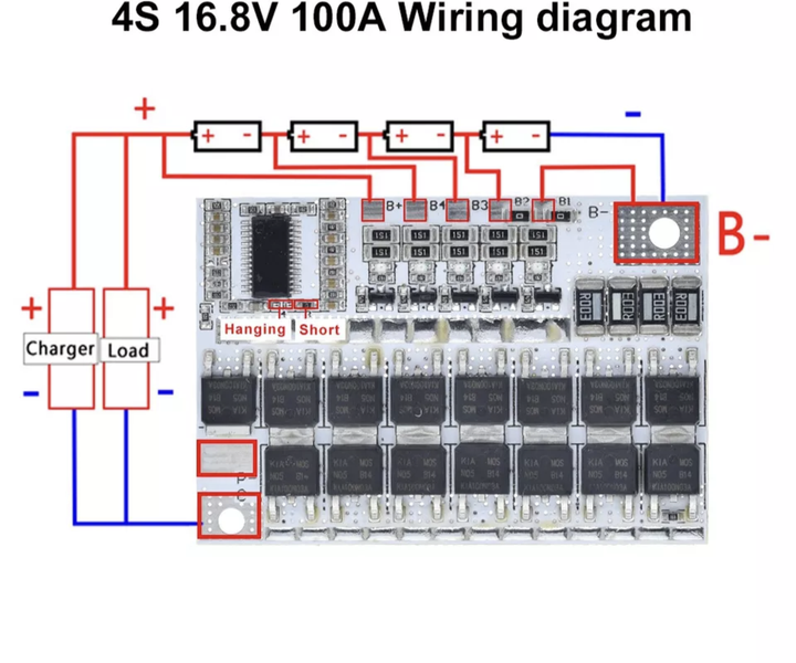 BMS 4S 100A 16.8В Контролер заряду розряду Li-ion батарей, балансування - зображення 2