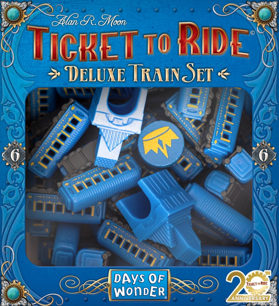 Додаток до настільної гри Days of Wonder Ticket to Ride: 20. Річниця Ексклюзивний набір потягів Синій (0824968999219) - зображення 1