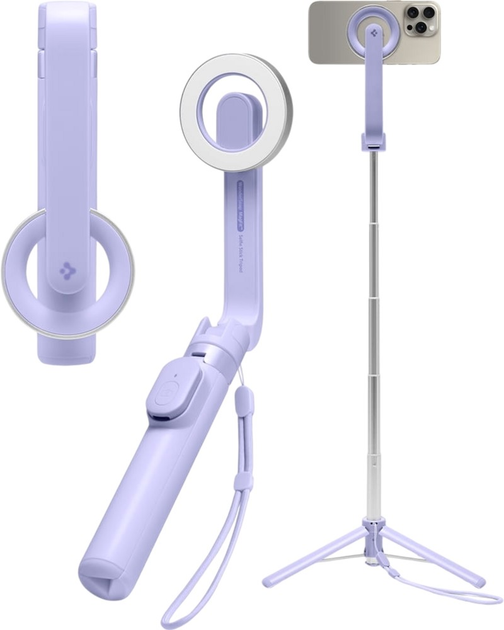  Selfie-tripod Spigen Tripod Selfie Stick MagFit Bluetooth Lavender (8809771226028) - obraz 4
