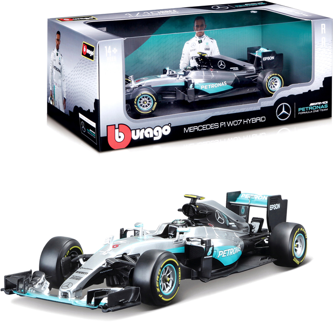 Metalowy model samochodu Bburago Mercedes F1 W07 Hybrid Rosberg (4893993010110) - obraz 2