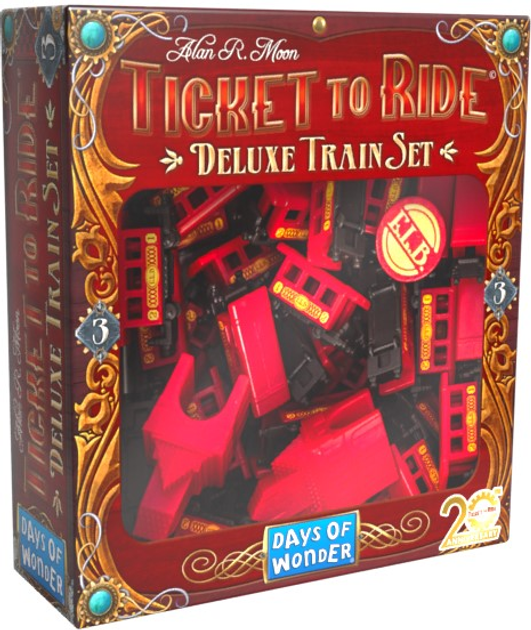 Додаток до настільної гри Days of Wonder Ticket to Ride: 20. Річниця Ексклюзивний набір потягів Червоний (0824968999165) - зображення 3