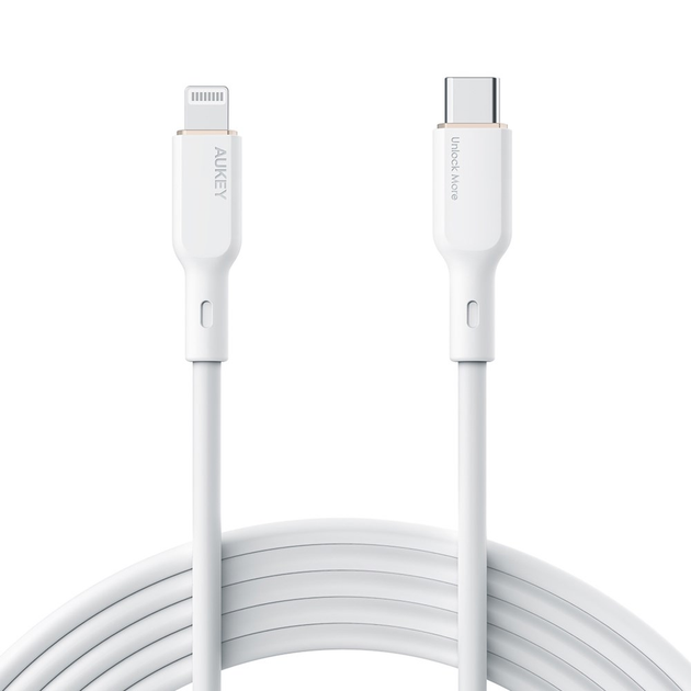 Kabel Aukey QC PD USB Type-C – Apple Lightning 1.8 m 27 W CB-SCL2 White (689323785247) - obraz 1