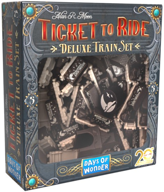 Додаток до настільної гри Days of Wonder Ticket to Ride: 20. Річниця Ексклюзивний набір потягів Чорний (0824968999189) - зображення 2