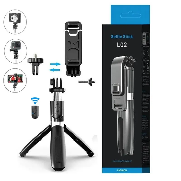 Штатив монопод трипод з пультом Bluetooth Selfie Stick L02 - Фото 1 Штатив монопод трипод з пультом Bluetooth Selfie Stick L02 - зображення 1