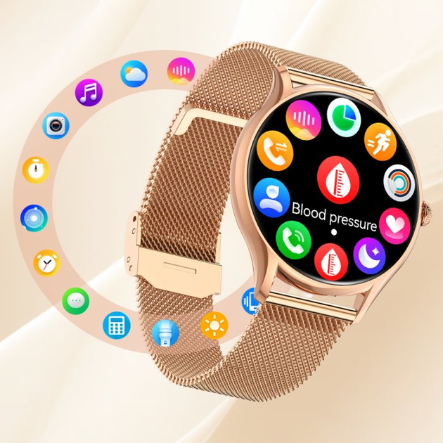 Женские часы Uwatch Mevaden Smart Milano Gold Steel 2 ремешка - изображение 12