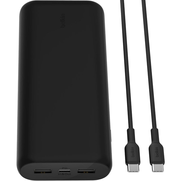 Powerbank Belkin BoostCharge 3-Port Compact Power Bank PD 20000 mAh 20 W Black (745883853953) - obraz 5