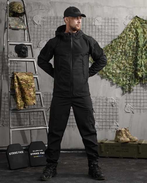 Тактический демисезонный костюм SoftShell M черный (88492) - изображение 1