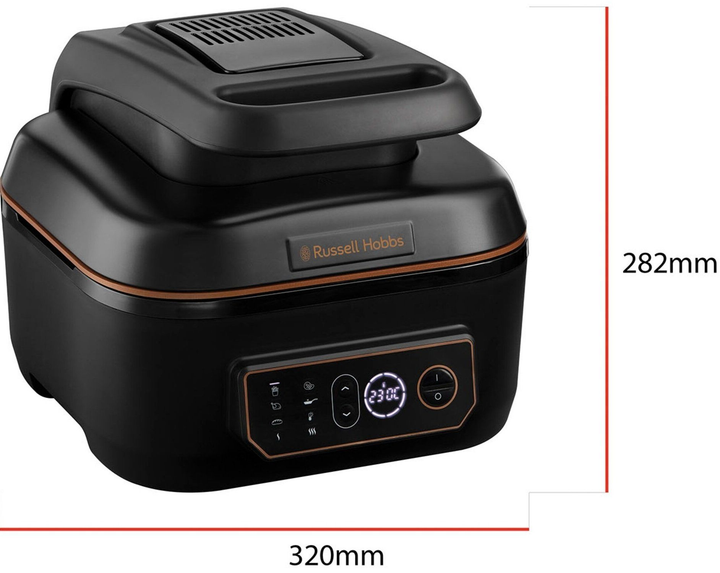 Russell Hobbs Мультипіч SatisFry Air&Grill, 1745Вт, чаша-5.5л, сенсорне кер., алюміній/пластик, чорно-жовтогарячий - зображення 7