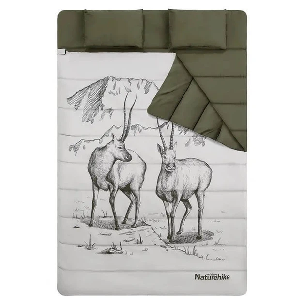 Спальный мешок двухместный Naturehike NH21MSD06 с подушками зеленый 215 см (6927595795330) - Фото 1 Спальный мешок двухместный Naturehike NH21MSD06 с подушками зеленый 215 см (6927595795330) - изображение 1