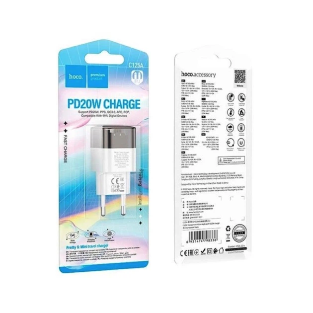Сетевого зарядного пристрою HOCO C125A Transparent tribute single-port PD20W charger Transparent Black (6931474798336) - зображення 2
