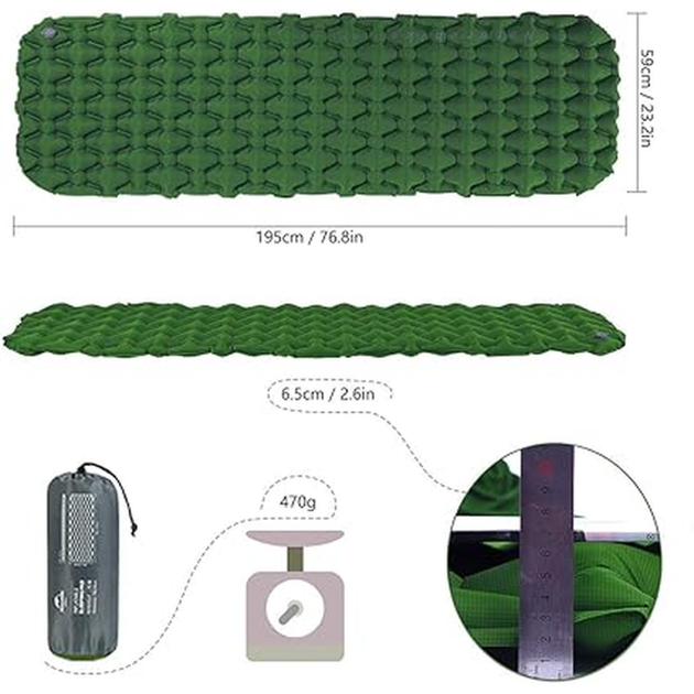 Надувной коврик Naturehike FC-10 Зеленый R-Value 1.5 195х59х6.5 см (NH19Z001-P) - Фото 2 Надувной коврик Naturehike FC-10 Зеленый R-Value 1.5 195х59х6.5 см (NH19Z001-P) - изображение 2