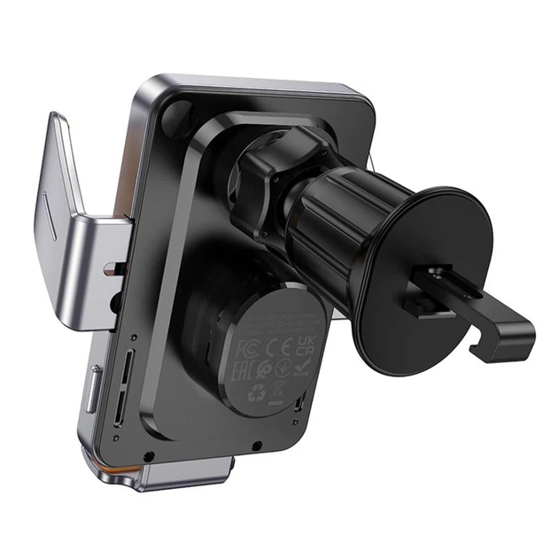 Тримач для телефона автотримач із бездротовою зарядкою HOCO HW7 Transparent Discovery Edition wireless fast charging car holder air outlet Metal Grey (6942007608145) - зображення 4
