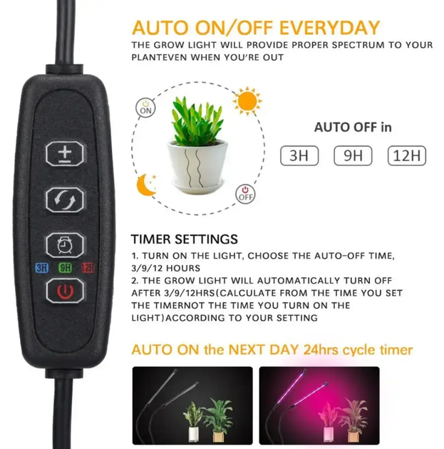 Фітолампа Led Plant Grow Leight USB на 6 ламп ( гнучка ) з таймером - Фото 2 Фітолампа Led Plant Grow Leight USB на 6 ламп ( гнучка ) з таймером - зображення 2