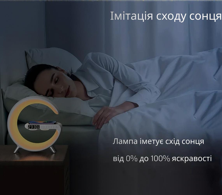 Лампа нічник з додатком, блютуз колонка з бездротовою зарядкою RGB Light/Alarm Clock/Desk Lamp 15W швидка зарядка 029k - зображення 6