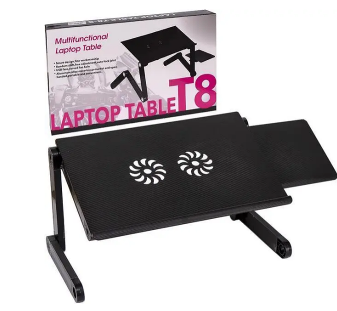 Многофункциональный столик для ноутбука Laptop Table T8 с охлаждением регулируемой высотой и подставкой для мышки - Фото 3 Многофункциональный столик для ноутбука Laptop Table T8 с охлаждением регулируемой высотой и подставкой для мышки - изображение 3