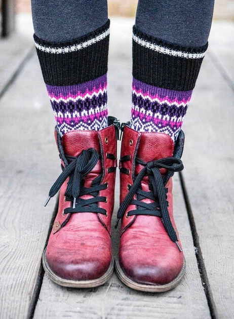 Женские теплые шерстяные носки CheshKit Ornament socks Фиолетовый, размер 36-40 - изображение 3