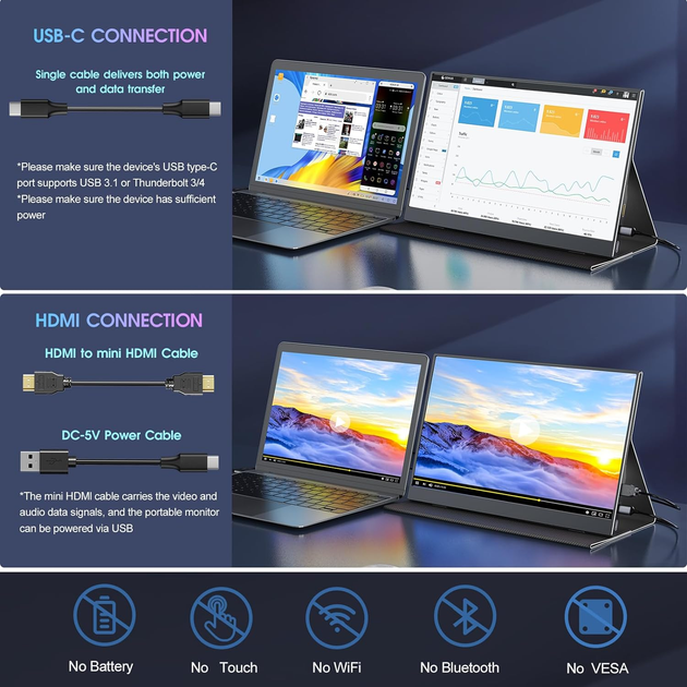Портативный монитор 15.6" COOLHOOD GS156DM2 Full HD IPS 60Гц g1 - изображение 2