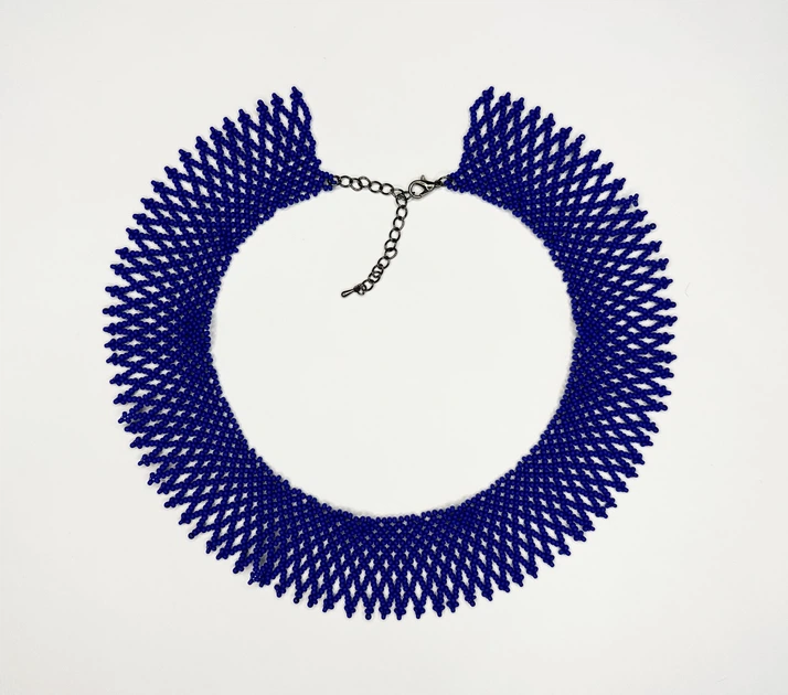 Колье-силянка из чешского матового бисера HatynkaUA Necklace ожерелье ручной работы к вышиванке Синий (SUN999_54) - изображение 4