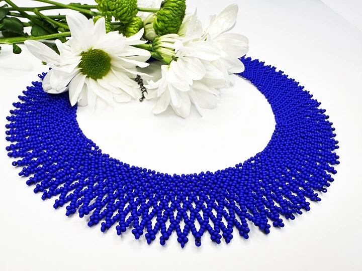 Колье-силянка из чешского матового бисера HatynkaUA Necklace ожерелье ручной работы к вышиванке Синий (SUN999_54) - изображение 5