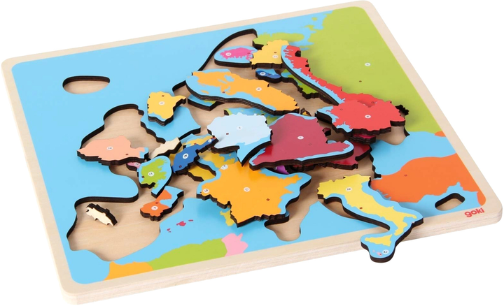 Puzzle drewniane Goki Mapa Europy 30 x 29 cm 35 elementów (4013594575096) - obraz 3